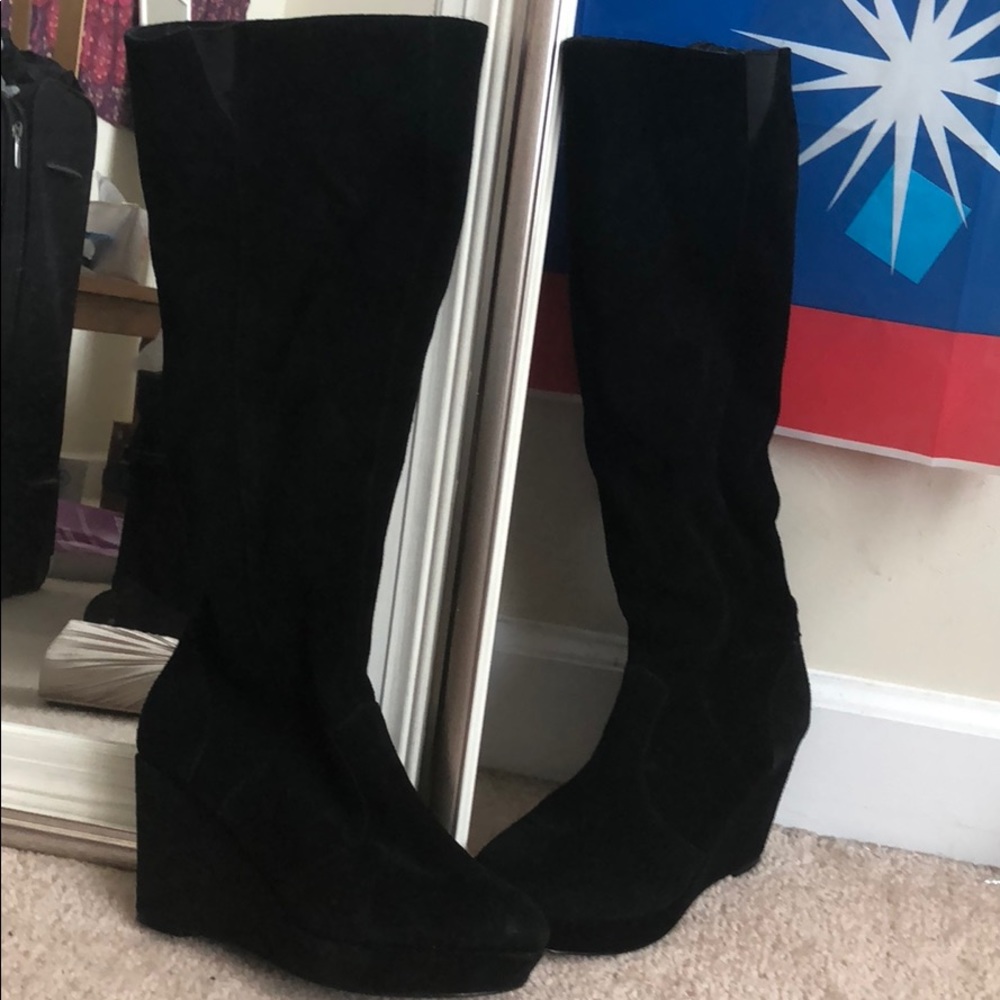 Steve Madden Ashleey Leather Upper Wedge Boots